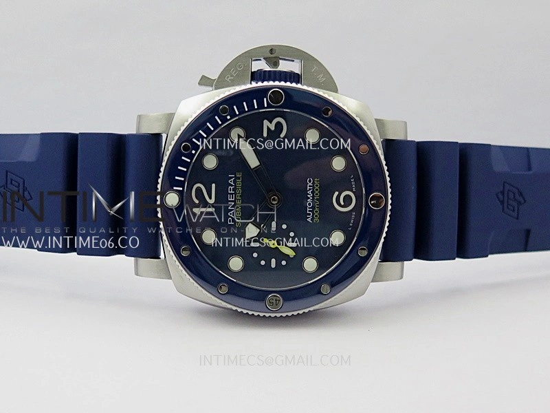 PAM1676 44mm Submersible VSF 1:1 Best Edition Blue Dial On Blue Rubber Strap P.900 Super Clone